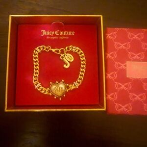 Juicy Couture Gold Chain Bracelet with Heart Charm